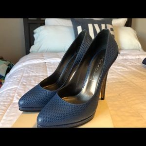 Casadei High Heel Snake Pump Koba Denim Size 8